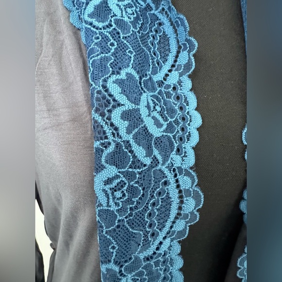 NWT Samantha Chang New York Lace Front Robe Smokey Gray w/Blue Moon Lace~Large - Picture 4 of 8